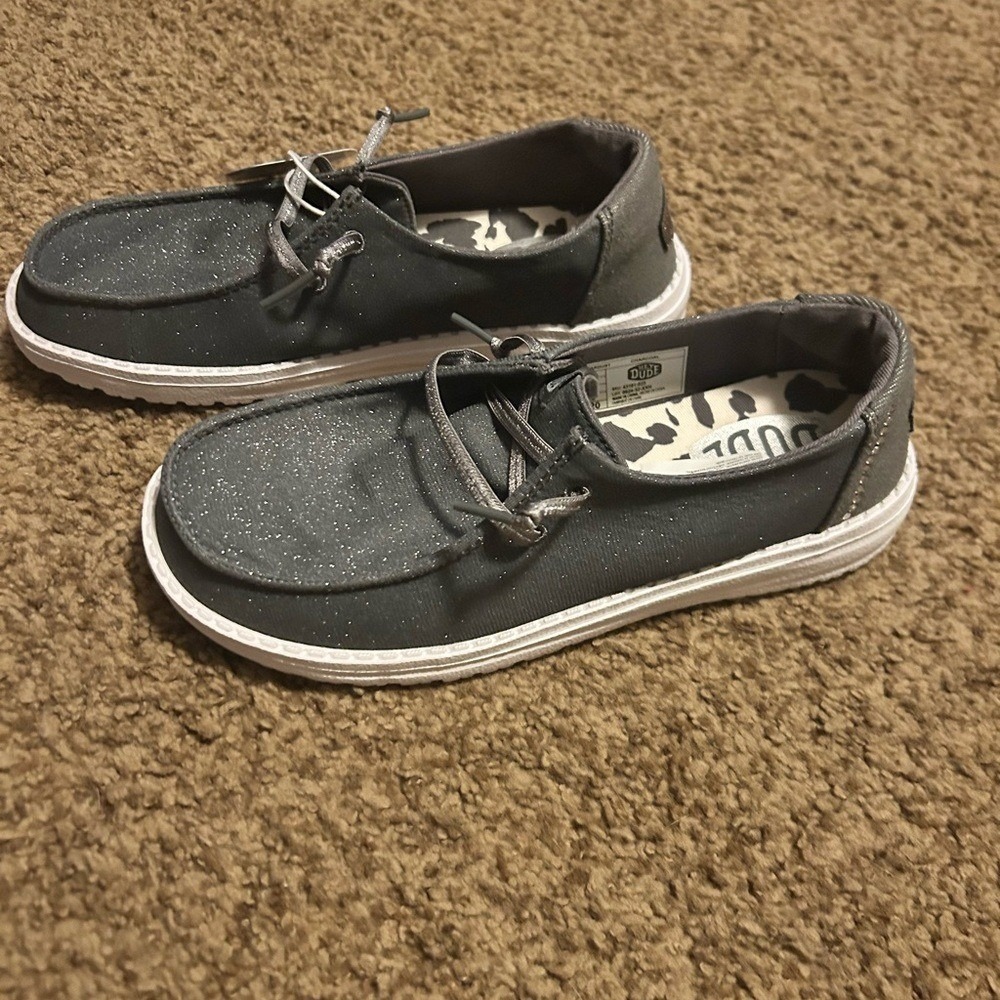 Hey Dude Wendy Stardust Charcoal Glitter Slip On Loafers 43101-025 Womens 6 - Picture 2 of 7